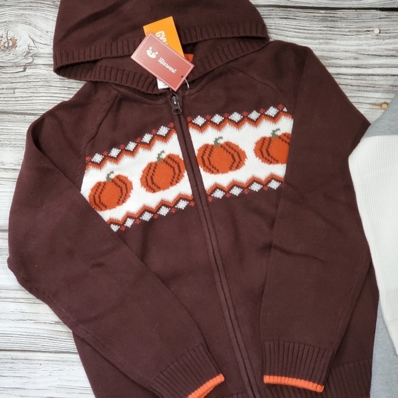 Gymboree Pumpkin Sweater Fall Harvest Hooded Zip Up Pumpkin Sweater NWT - Picture 7 of 9